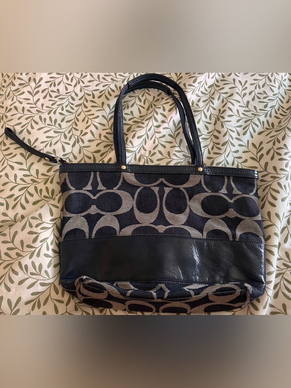 Coach signature denim blue stripe Tote Bag #12546